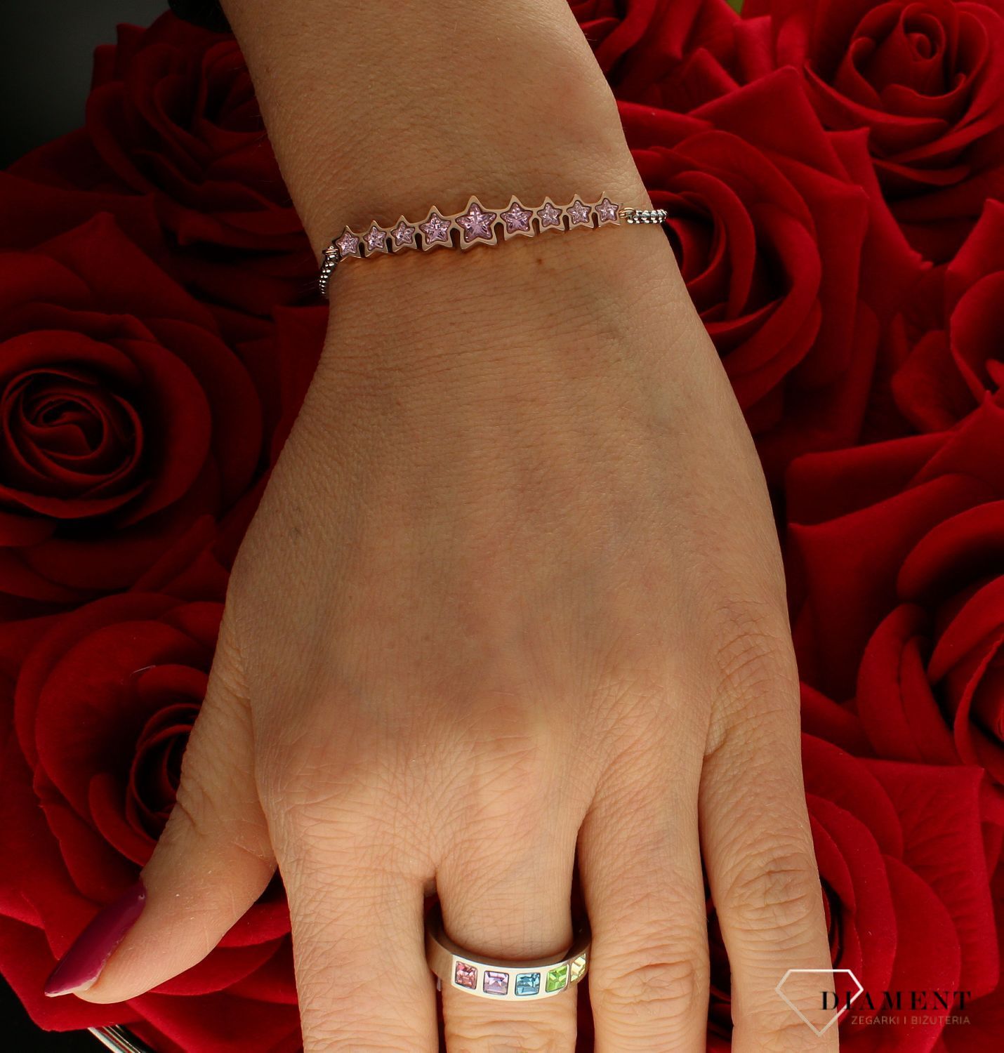 Bransoletka Nomination Różowe Gwiazdki Milleluci 028012 003.jpg